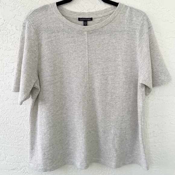 Eileen Fisher Tops - Eileen Fisher Oversized Light Gray Organic Cotton Small Top